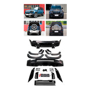 BODY KIT for Land Rover Defender 90 110 2021+
Set includes:

Front Bumper Assembly
Front Fender Flares
Rear Fender Flares
Rear Bumper Assembly
Exhaust Tips
Material: Plastic

NOTE: Professional installation is required.