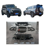 BODY KIT for LAND ROVER DEFENDER L663 110 2020+ FORZA PERFORMANCE custom fit LM

Set includes:
Front Bumper Assembly
Front Grille
Roof Light Bar
Fender Flares
Rear Bumper Assembly
Rear Diffuser
Spare Wheel Tire Cover
Exhaust Tips

Material: Plastic

NOTE: Professional installation is required.
