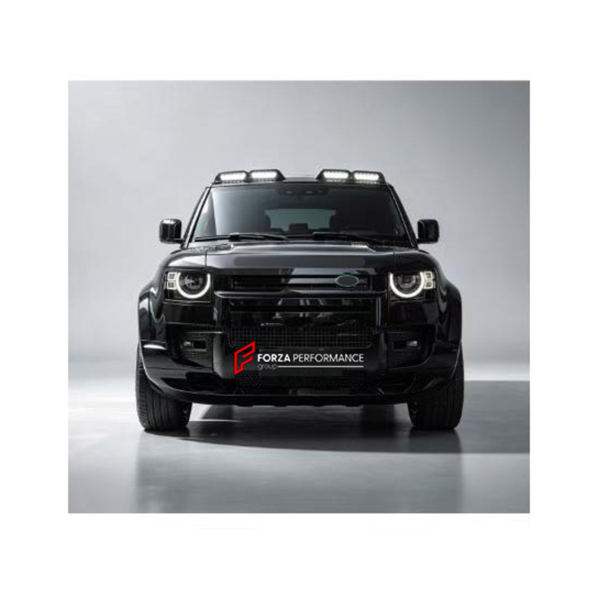 BODY KIT for LAND ROVER DEFENDER L663 90 110 2019 - 2025 FORZA PERFORMANCE custom fit LM Style

Set includes:
Front Lip
Front Grille
Headlights
Fog Lights
Roof Light Bar
Fender Flares

Material: Plastic

NOTE: Professional installation is required.