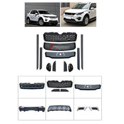BODY KIT for Land Rover Discovery Sport 2016 - 2019
Set includes:

Front Lip
Front Grille
Side Mirror Covers
Side Skirts
Rear Bumper Assembly
Exhaust Tips
Material: Plastic

NOTE: Professional installation is required.