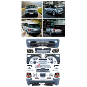 BODY KIT for Land Rover Range Rover Sport 2005 - 2013
Set includes:

Front Bumper Assembly
Front Grille
Fenders
Roof Spoiler
Rear Bumper Assembly
Exhaust Tips
Material: Plastic

NOTE: Professional installation is required.