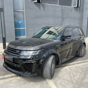 BODY KIT for LAND ROVER RANGE ROVER SPORT L494 2014 - 2022 FORZA PERFORMANCE custom fit SVR Style

Set includes:
Front Lip
Front Bumper Canards
Hood Bonnet
D-Pillar Covers
Roof Spoiler
Rear Bumper Fins
Rear Diffuser

Material: Plastic

NOTE: Professional installation is required.