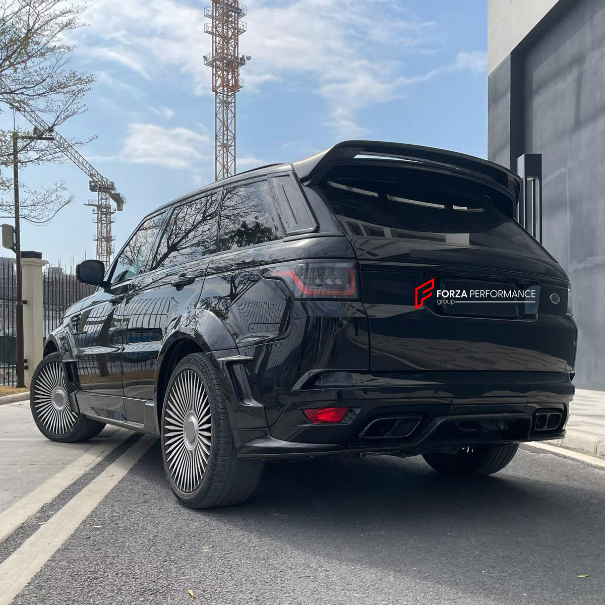 BODY KIT for LAND ROVER RANGE ROVER SPORT L494 2014 - 2022 FORZA PERFORMANCE custom fit SVR Style

Set includes:
Front Lip
Front Bumper Canards
Hood Bonnet
D-Pillar Covers
Roof Spoiler
Rear Bumper Fins
Rear Diffuser

Material: Plastic

NOTE: Professional installation is required.