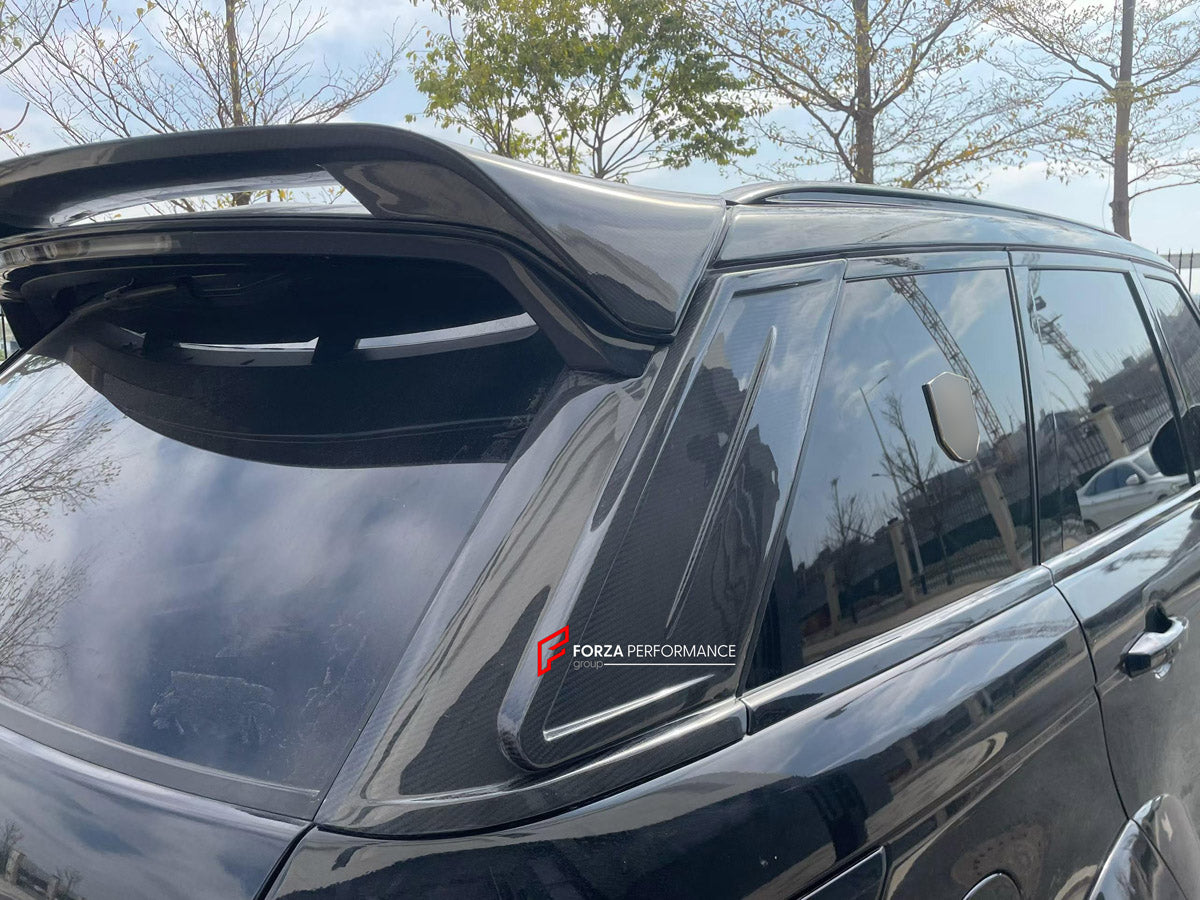 BODY KIT for LAND ROVER RANGE ROVER SPORT L494 2014 - 2022 FORZA PERFORMANCE custom fit SVR Style

Set includes:
Front Lip
Front Bumper Canards
Hood Bonnet
D-Pillar Covers
Roof Spoiler
Rear Bumper Fins
Rear Diffuser

Material: Plastic

NOTE: Professional installation is required.