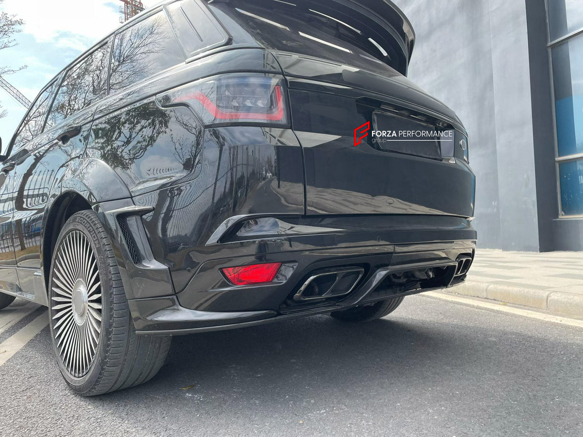 BODY KIT for LAND ROVER RANGE ROVER SPORT L494 2014 - 2022 FORZA PERFORMANCE custom fit SVR Style

Set includes:
Front Lip
Front Bumper Canards
Hood Bonnet
D-Pillar Covers
Roof Spoiler
Rear Bumper Fins
Rear Diffuser

Material: Plastic

NOTE: Professional installation is required.