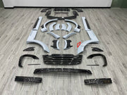 BODY KIT for LAND ROVER RANGE ROVER SPORT SVR L494 FACELIFT 2017 - 2022 FORZA PERFORMANCE custom fit Mansory Style

Set includes:
Front Bumper Air Vent Covers
Front Grille
Side Fender Vents
Fender Flares
Side Skirts
Roof Spoiler
Rear Window Air Vent Trims
Rear Bumper Fins
Rear Diffuser

Material: Plastic

NOTE: Professional installation is required.