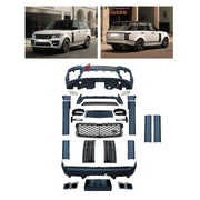 BODY KIT for Land Rover Range Rover Vogue 2013 - 2017
Set includes:

Front Lip
Front Bumper Assembly
Front Grille
Side Skirts
Rear Bumper Assembly
Rear Diffuser
Exhaust Tips
Material: Plastic

NOTE: Professional installation is required.
