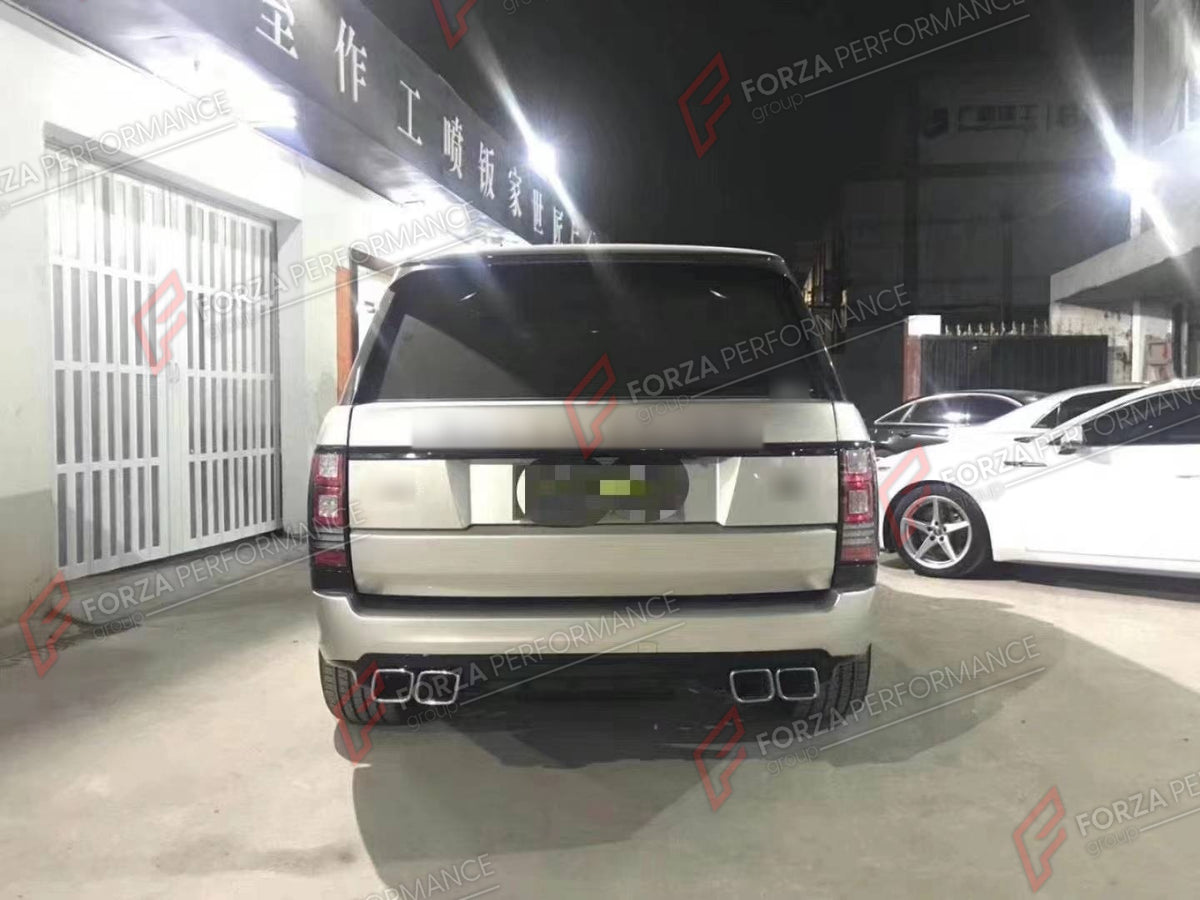 BODY KIT for Land Rover Range Rover Vogue 2013 - 2017
Set includes:

Front Lip
Front Bumper Assembly
Front Grille
Side Skirts
Rear Bumper Assembly
Rear Diffuser
Exhaust Tips
Material: Plastic

NOTE: Professional installation is required.