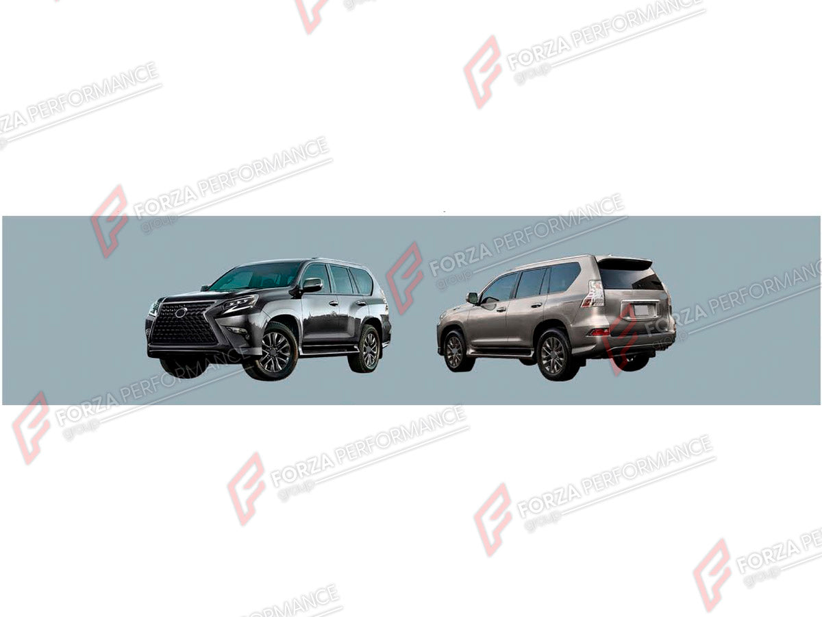 BODY KIT for LEXUS GX460 J150 FACELIFT 2020 - 2023 FORZA PERFORMANCE custom fit Black Edition Style
Set includes:

Front Bumper
Front Grille
Tail Lights
Rear Bumper
Material: Plastic

NOTE: Professional installation is required.