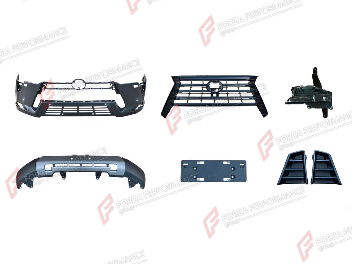 BODY KIT for LEXUS GX550 J250 2023+

Set includes:
Front Bumper
Front Grille
Fog Lights
License Plate

Material: Plastic

NOTE: Professional installation is required.