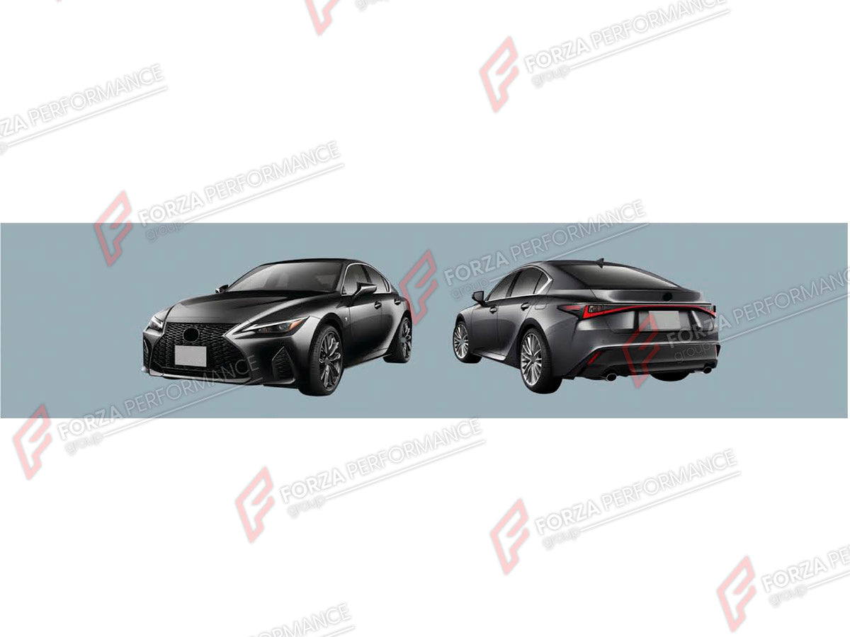 BODY KIT for LEXUS IS350 FACELIFT 2020+ FORZA PERFORMANCE custom fit F-Sport Style

Set includes:
Front Bumper Assembly
Headlights
Rear Bumper Assembly
Rear Diffuser

Material: Plastic

NOTE: Professional installation is required.