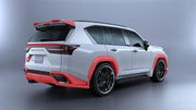 BODY KIT for LEXUS LX600 LX700 J300 2021+ FORZA PERFORMANCE custom fit Artisan Style

Set includes:
Front Lip
Front Bumper Air Vent Covers
Fender Flares
Roof Spoiler
Ducktail Spoiler
Rear Diffuser

Material: Plastic

NOTE: Professional installation is required.