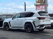 BODY KIT for LEXUS LX600 LX700 J300 2021+ FORZA PERFORMANCE custom fit WALD Style

Set includes:
Front Lip
Front Bumper Air Vent Covers
Fender Flares
Roof Spoiler
Ducktail Spoiler
Rear Diffuser

Material: Plastic

NOTE: Professional installation is required.