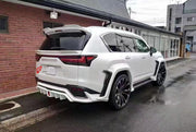 BODY KIT for LEXUS LX600 LX700 J300 2021+ FORZA PERFORMANCE custom fit WALD Style

Set includes:
Front Lip
Front Bumper Air Vent Covers
Fender Flares
Roof Spoiler
Ducktail Spoiler
Rear Diffuser

Material: Plastic

NOTE: Professional installation is required.