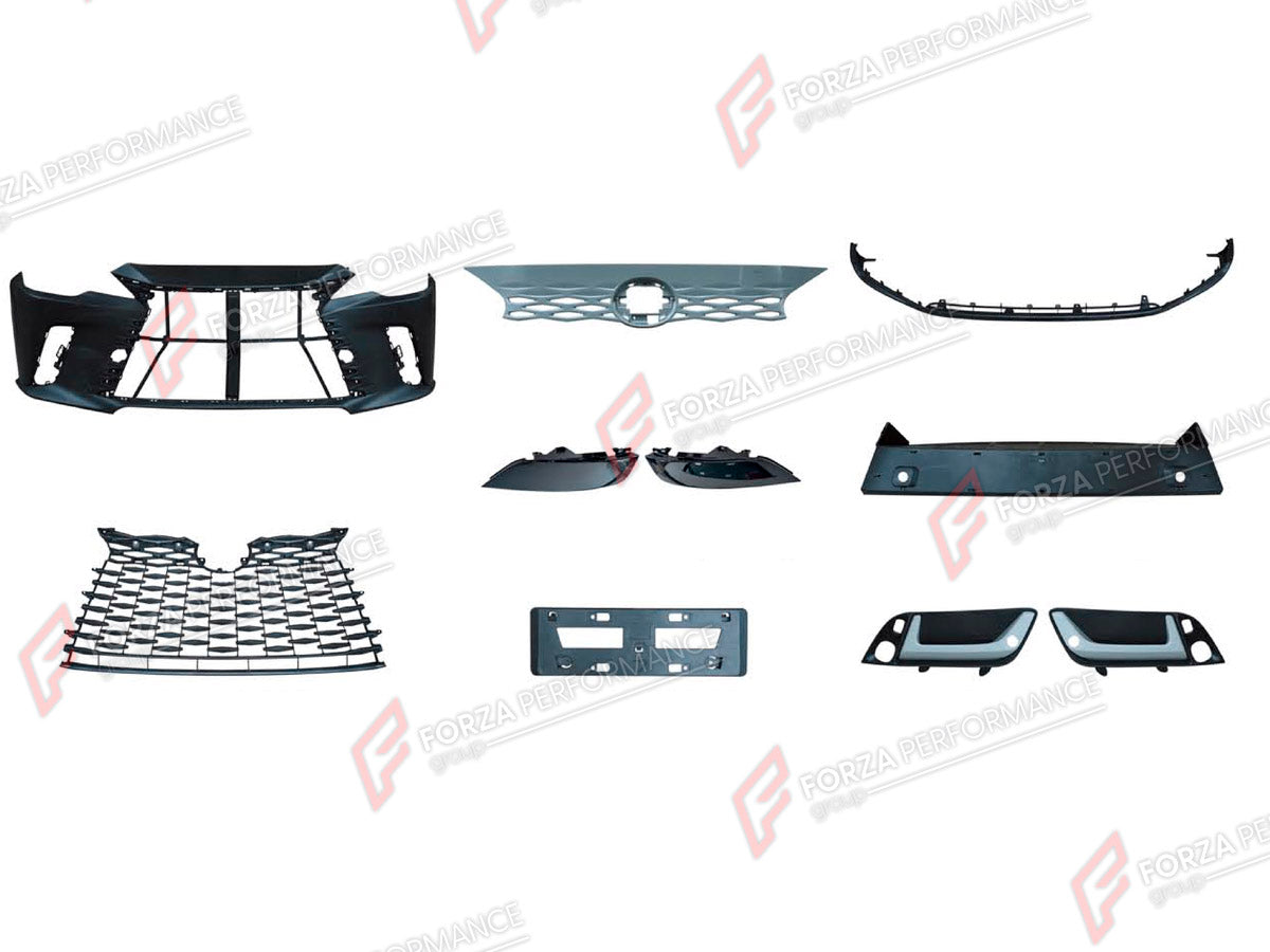 BODY KIT for LEXUS RX350 AL30 2022+ FORZA PERFORMANCE custom fit OEM Style

Set includes:
Front Lip
Front Bumper
Front Grille
Headlight Covers
Fog Lights Covers
License Plate

Material: Plastic

NOTE: Professional installation is required.