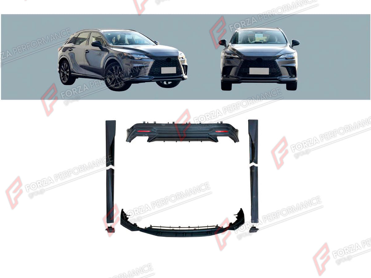 BODY KIT for LEXUS RX350 AL30 2022+ FORZA PERFORMANCE custom fit TRD Style

Set includes:
Front Lip
Side Skirts
Rear Diffuser

Material: Plastic

NOTE: Professional installation is required.