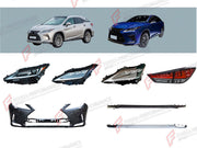 BODY KIT for LEXUS RX450 AL20 FACELIFT 2019 - 2023 FORZA PERFORMANCE custom fit F-Sport Style

Set includes:
Front Bumper
Headlights
Tail Lights
Rear Diffuser

Material: Plastic

NOTE: Professional installation is required.
