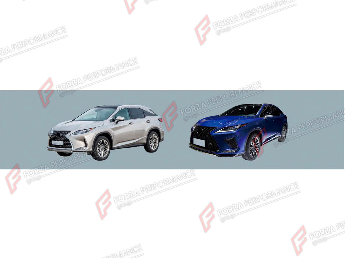 BODY KIT for LEXUS RX450 AL20 FACELIFT 2019 - 2023 FORZA PERFORMANCE custom fit F-Sport Style

Set includes:
Front Bumper
Headlights
Tail Lights
Rear Diffuser

Material: Plastic

NOTE: Professional installation is required.