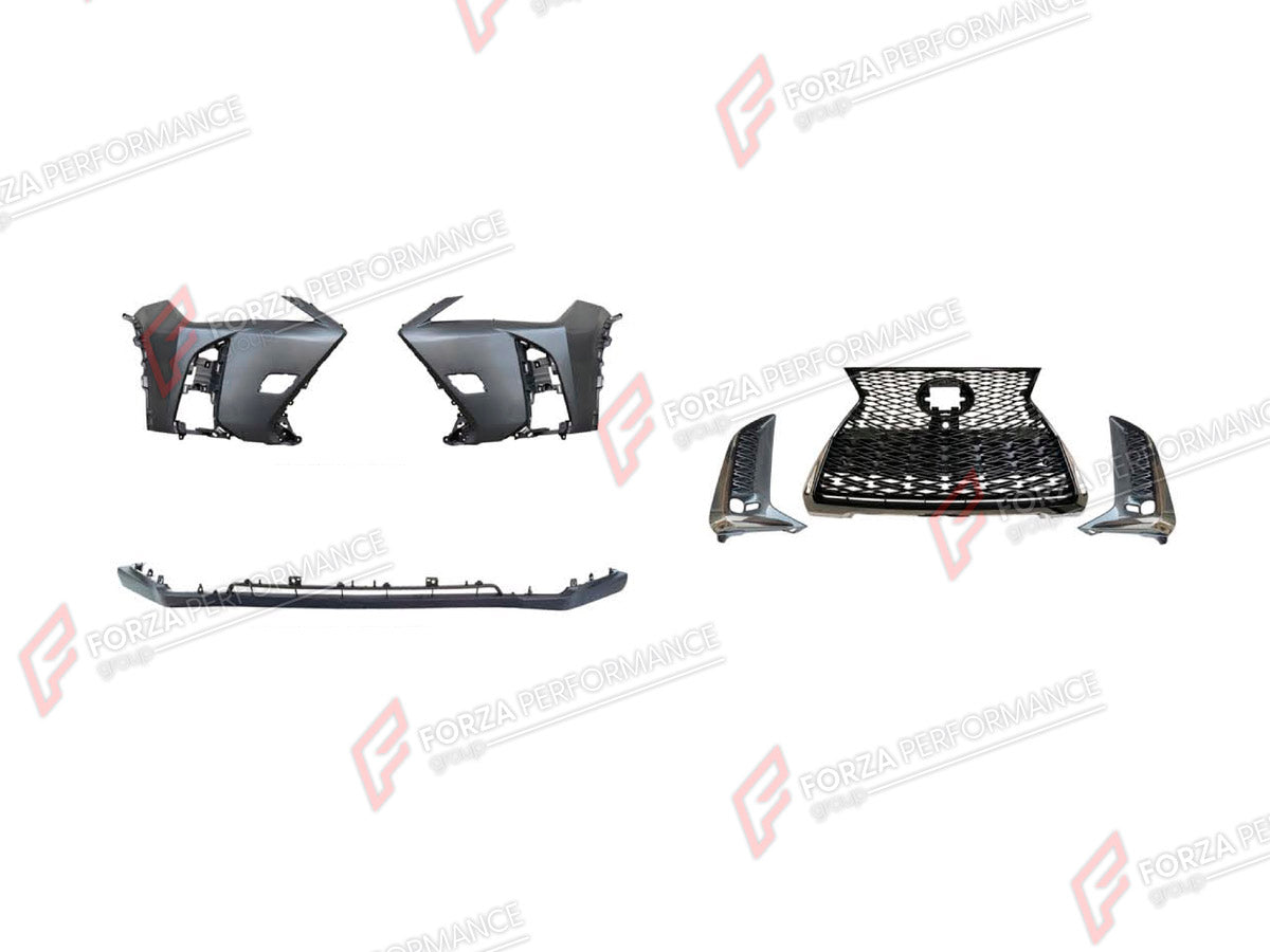 BODY KIT for LEXUS UX260 2018+ FORZA PERFORMANCE custom fit F-Sport Style

Set includes:
Front Lip
Front Bumper
Front Grille
Fog Lights Covers

Material: Plastic

NOTE: Professional installation is required.