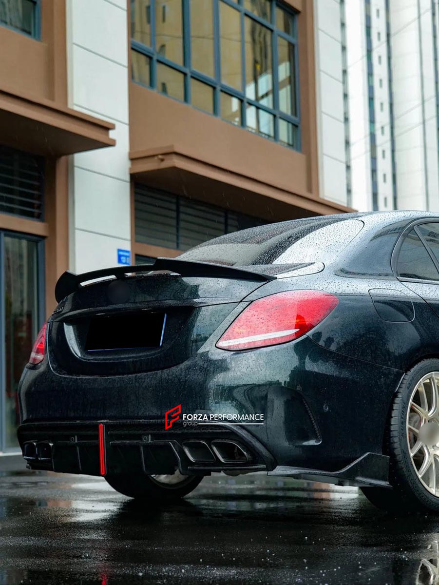 BODY KIT for MERCEDES BENZ C CLASS W205 2015 - 2021 FORZA PERFORMANCE Custom fit Dry Carbon VTEN Design Style
Set includes:

Front Lip
Front Bumper Canards
Side Skirts
Rear Lip
Rear Corners
Rear Spoiler
Material: Plastic

NOTE: Professional installation is required.