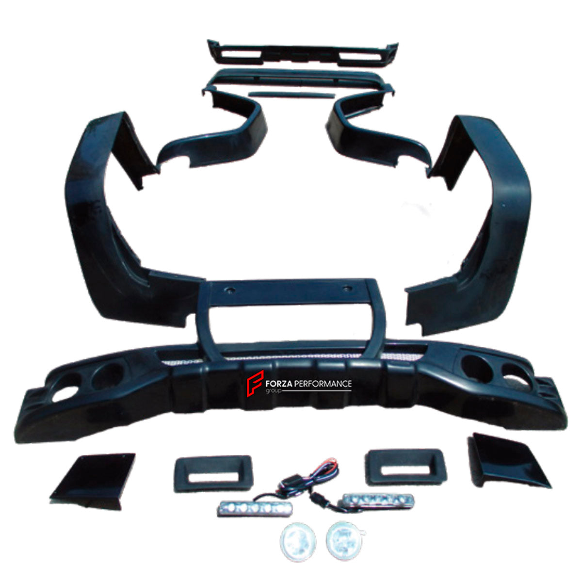 BODY KIT for MERCEDES-BENZ G-CLASS W463 2008 - 2018 FORZA PERFORMANCE custom fit HM
Set includes:

Front Bumper Assembly
Front Fenders
Rear Fenders
Rear Bumper Assembly
Rear Diffuser
Material: Plastic

NOTE: Professional installation is required.