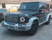 BODY KIT for MERCEDES-BENZ G-CLASS W464 W465 G500 2018+ FORZA PERFORMANCE Vintage Style
Set includes:

Front Bumper Assembly
Front Grille
Front Bumper Bull Bar
Headlight Covers
Fender Flares
Rear Bumper Assembly
Forged Wheels Rims
Material: Plastic

NOTE: Professional installation is required.