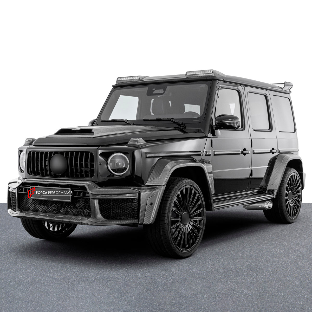 BODY KIT for Mercedes Benz G Class W465 G63 G500 2024+
Set includes:

Front Lip
Front Bumper Assembly
Front Grille
License Plate
Hood Bonnet
Front Fenders
Side Mirror Covers
Roof Light Bar
Rear Fenders
Roof Spoiler
Rear Diffuser
Rear Bumper Assembly
Material: Plastic

NOTE: Professional installation is required.
