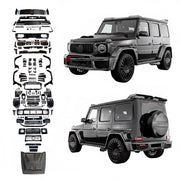 BODY KIT for Mercedes Benz G Class W465 G63 G500 2024+
Set includes:

Front Lip
Front Bumper Assembly
Front Grille
License Plate
Hood Bonnet
Front Fenders
Side Mirror Covers
Roof Light Bar
Rear Fenders
Roof Spoiler
Rear Diffuser
Rear Bumper Assembly
Material: Plastic

NOTE: Professional installation is required.