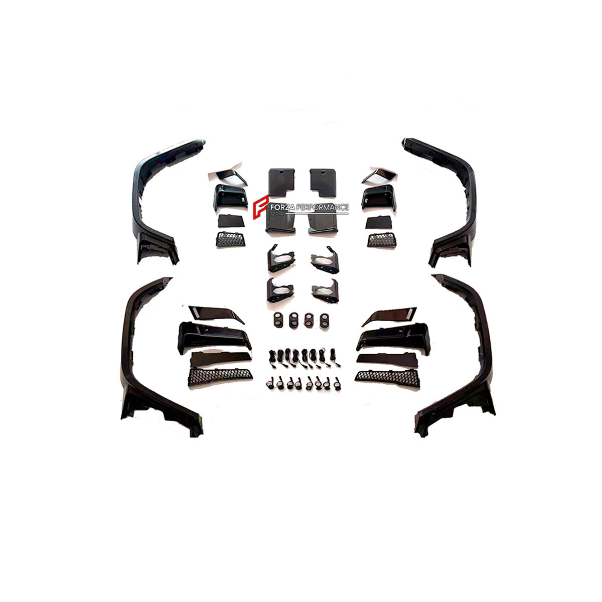 BODY KIT for Mercedes Benz G Class W465 G63 G500 2024+
Set includes:

Front Lip
Front Bumper Assembly
Front Grille
License Plate
Hood Bonnet
Front Fenders
Side Mirror Covers
Roof Light Bar
Rear Fenders
Roof Spoiler
Rear Diffuser
Rear Bumper Assembly
Material: Plastic

NOTE: Professional installation is required.
