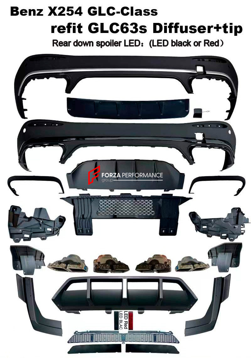CONVERSION BODY KIT for MERCEDES BENZ GLC CLASS X254 2022+ UPGRADE to GLC63S FACELIFT

Set includes:

Rear Bumper Assembly
Rear Diffuser with LED
Exhaust Tips

Material: Plastic


Note: Professional installation is required.

Payment ►
Visa

Mastercard

PayPal with a credit card (add 4.4% at checkout)
Payoneer
Cryptocurrency
Shipment ►
By express DHL/UPS/TNT/FedEx
To the local international airport
Special line by air
Special line by the sea
To Europe and the UK by train

Please let us know which shipping o