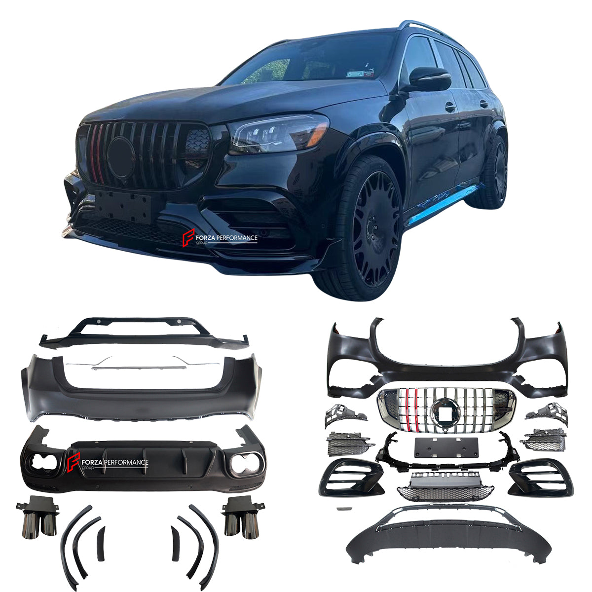 BODY KIT for MERCEDES-BENZ GLS63 AMG X167 2020+



Set includes:

Front Lip
Front Bumper Assembly
Front Grille
Fender Flares
Rear Bumper
Rear Diffuser
Exhaust Tips