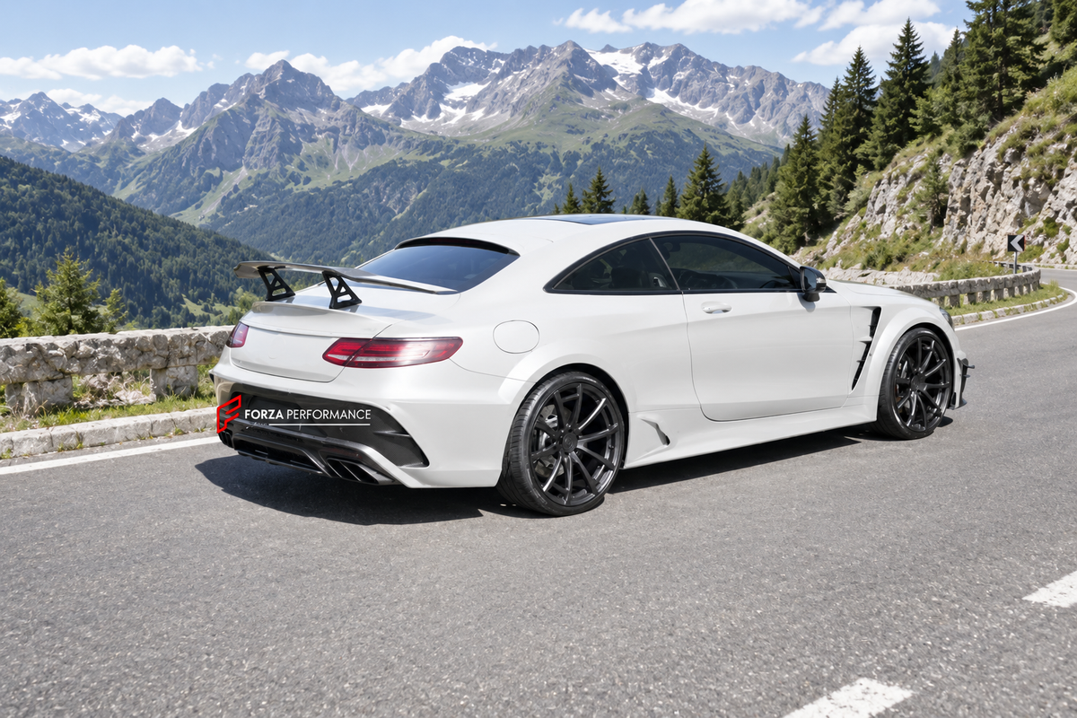 BODY KIT for MERCEDES-BENZ S CLASS COUPE AMG S63 C217 2014 - 2021 FORZA PERFORMANCE custom fit Mansory Style

Set includes:
Front Lip
Front Bumper Canards
Front Fenders
Side Skirts
Rear Bumper Fins
Rear Diffuser

Material: Plastic

NOTE: Professional installation is required.