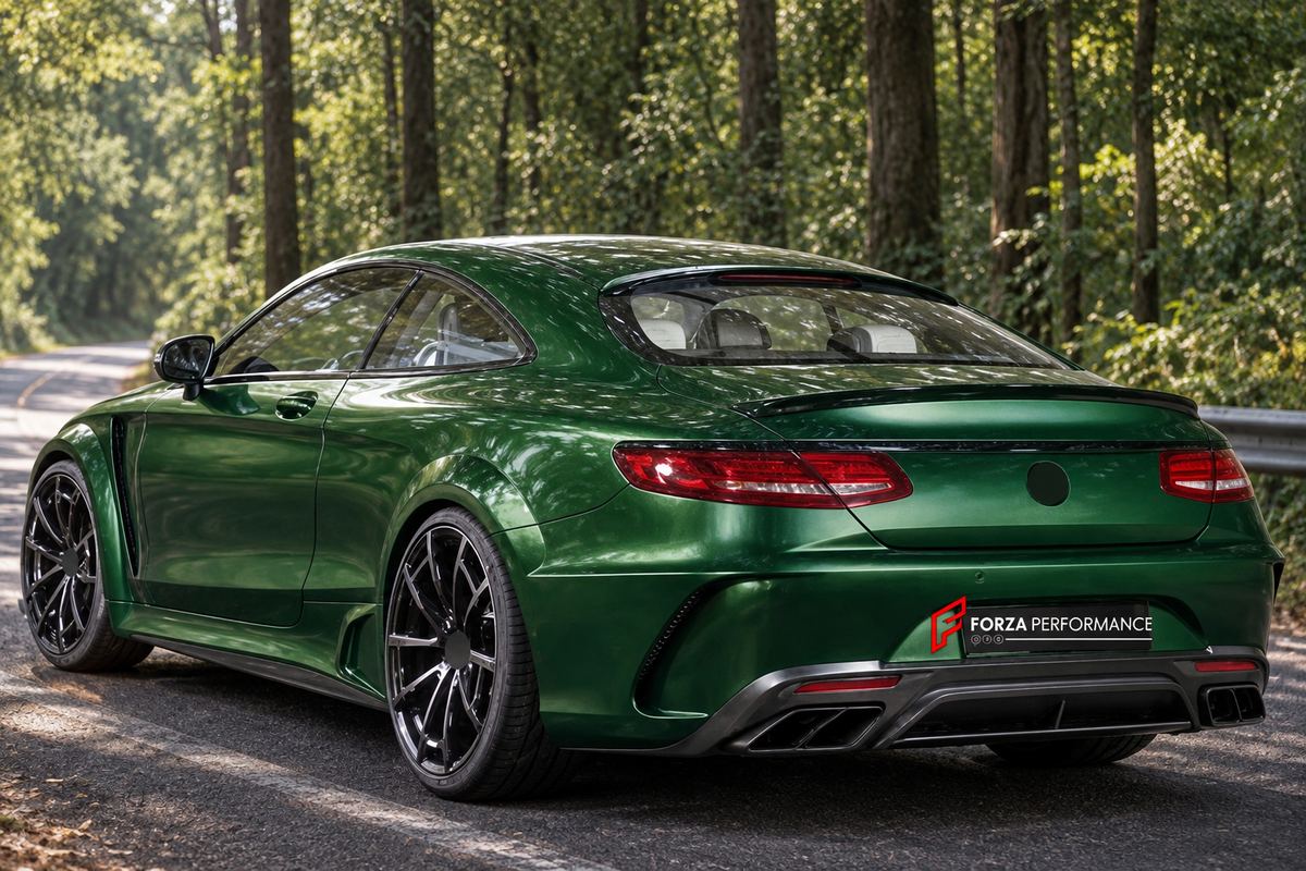 BODY KIT for MERCEDES-BENZ S CLASS COUPE C217 2014 - 2021 FORZA PERFORMANCE custom fit Mansory Style

Set includes:
Front Lip
Front Bumper Assembly
Front Fenders
Side Skirts
Rear Bumper
Rear Diffuser

Material: Plastic

NOTE: Professional installation is required.