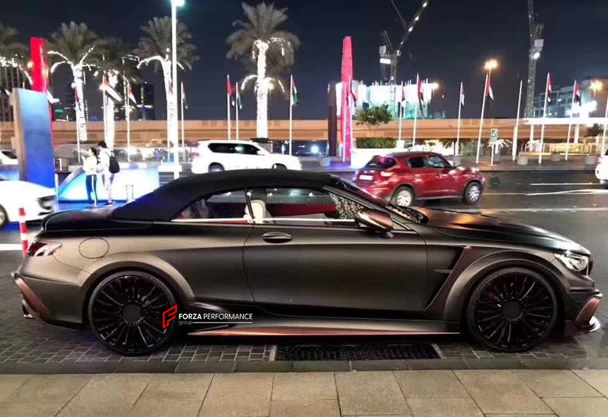 BODY KIT for MERCEDES-BENZ S CLASS COUPE C217 2014 - 2021 FORZA PERFORMANCE custom fit Mansory Style

Set includes:
Front Lip
Front Bumper Assembly
Front Fenders
Side Skirts
Rear Bumper
Rear Diffuser

Material: Plastic

NOTE: Professional installation is required.