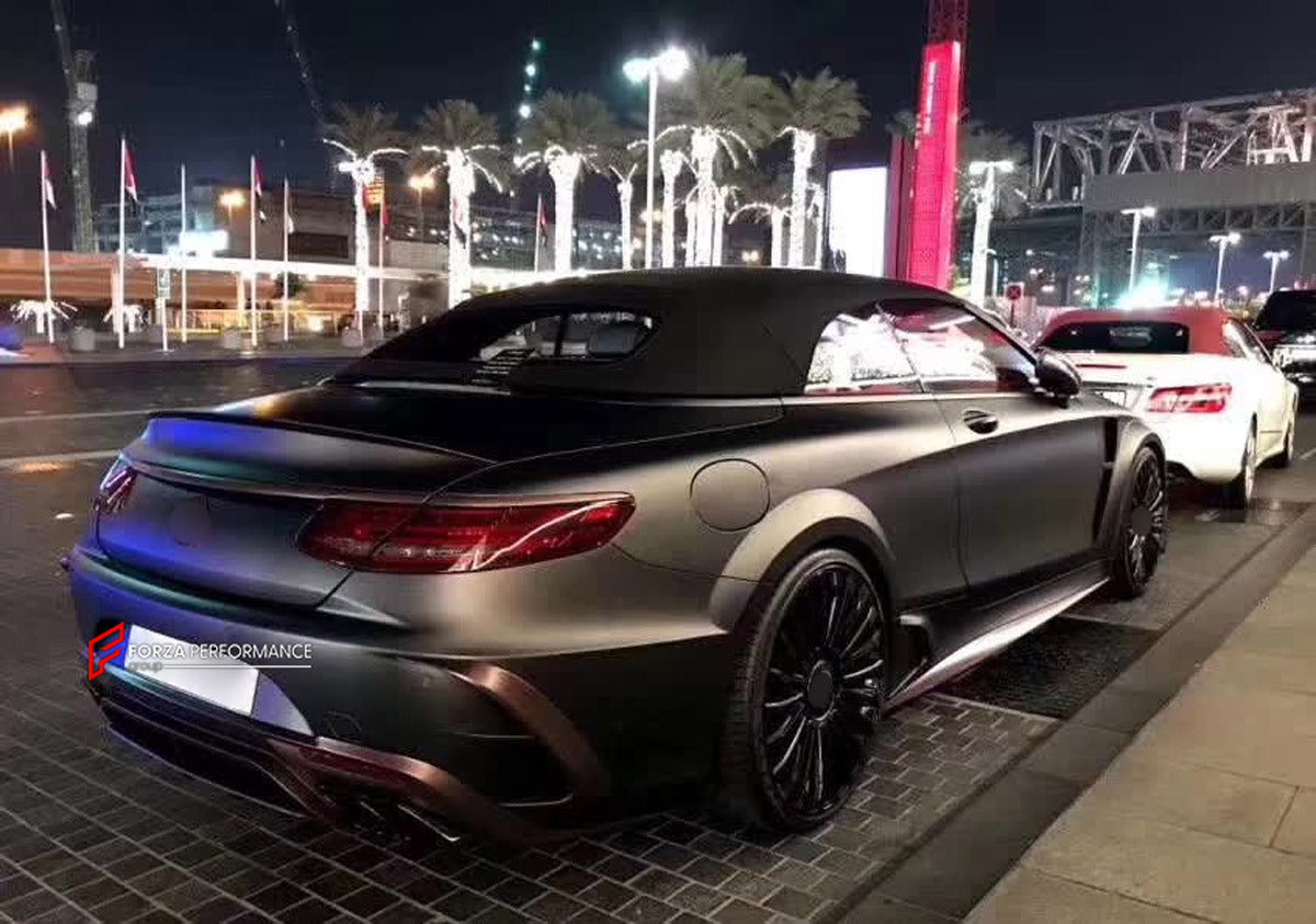 BODY KIT for MERCEDES-BENZ S CLASS COUPE C217 2014 - 2021 FORZA PERFORMANCE custom fit Mansory Style

Set includes:
Front Lip
Front Bumper Assembly
Front Fenders
Side Skirts
Rear Bumper
Rear Diffuser

Material: Plastic

NOTE: Professional installation is required.