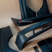 BODY KIT for Mercedes Benz S CLASS W126 1981 - 1991
Set includes:

Front Bumper
Front Fenders
Side Skirts
Side Moldings
Rear Fenders
Rear Bumper
Material: Plastic

NOTE: Professional installation is required.