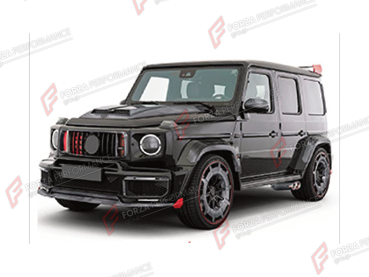 BODY KIT for Mercedes-Benz G-Class W464 G63 2019 - 2024
Set includes:

Front Lip
Front Bumper Assembly
Front Grille
License Plate
Hood Bonnet
Front Fenders
Rear Fenders
Rear Spoiler Wing
Rear Diffuser
Rear Bumper Assembly
Exhaust Tips
Forged Wheels Rims
Material: Plastic

NOTE: Professional installation is required.