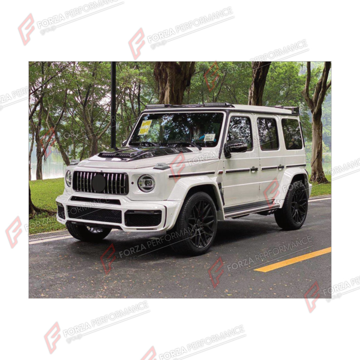 BODY KIT for MERCEDES-BENZ G-CLASS W464 2019 - 2024 FORZA PERFORMANCE custom fit B700 BA
Set includes:

Front Bumper Assembly
Front Grille
License Plate
Front Fender Flares
Rear Fender Flares
Rear Bumper Assembly
Material: Plastic

NOTE: Professional installation is required.