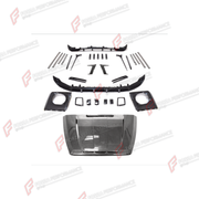 BODY KIT for MERCEDES-BENZ G-CLASS W464 G63 2019 - 2024 FORZA PERFORMANCE custom fit Shark Style
Set includes:

Front Lip
Front Bumper Assembly
Hood Bonnet
Body Side Door Moldings
Rear Diffuser
Material: Plastic

NOTE: Professional installation is required.