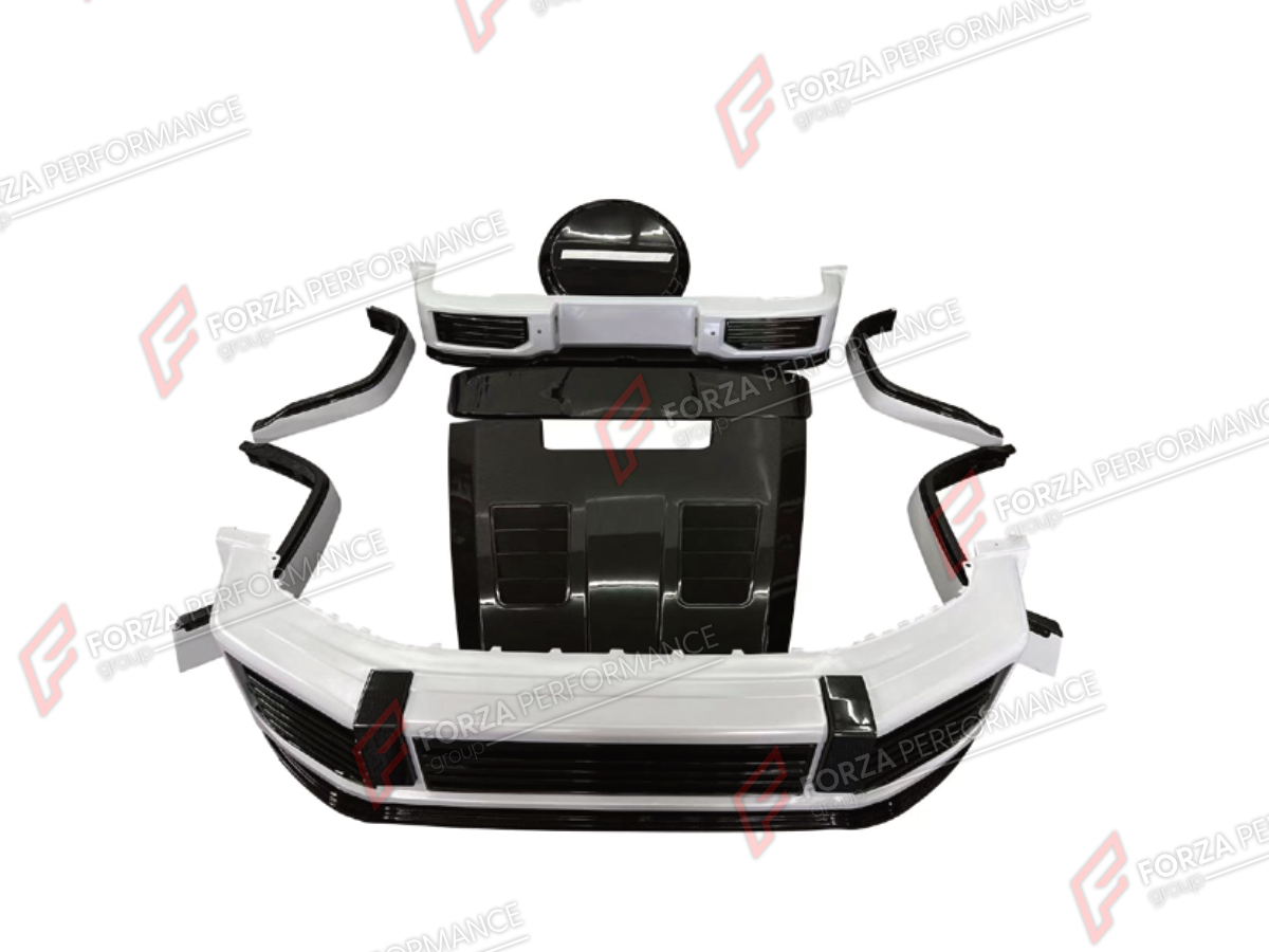 BODY KIT for MERCEDES-BENZ G-CLASS W464 2019 - 2024 FORZA PERFORMANCE custom fit Urban
Set includes:

Front Bumper
Hood Bonnet
Front Fenders
Rear Fenders
Roof Spoiler
Rear Bumper
Spare Wheel Tire Cover
Material: Plastic

NOTE: Professional installation is required.