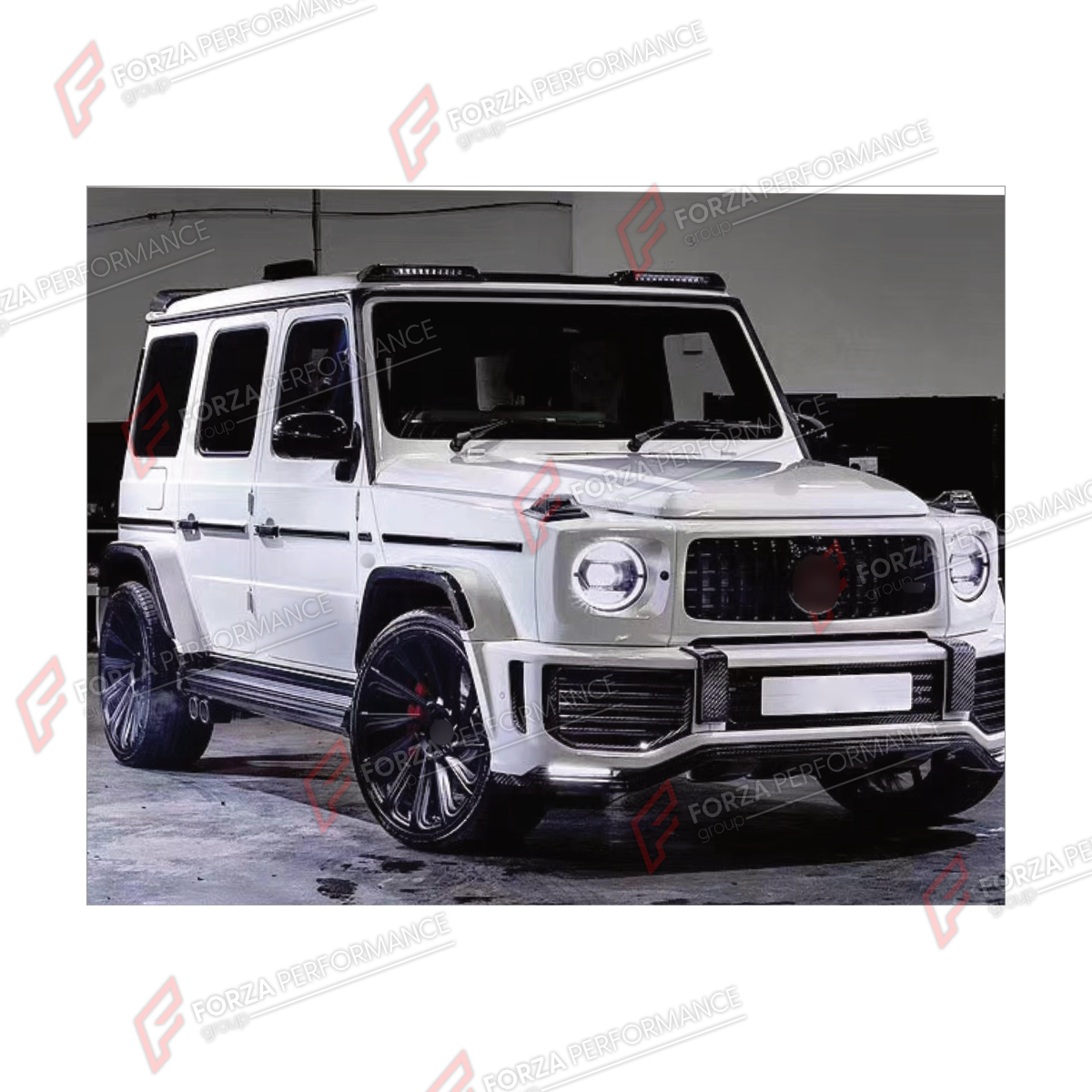 BODY KIT for MERCEDES-BENZ G-CLASS W464 2019 - 2024 FORZA PERFORMANCE custom fit Urban
Set includes:

Front Bumper
Hood Bonnet
Front Fenders
Rear Fenders
Roof Spoiler
Rear Bumper
Spare Wheel Tire Cover
Material: Plastic

NOTE: Professional installation is required.