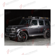 BODY KIT for MERCEDES-BENZ G-CLASS W465 G63 2025+ FORZA PERFORMANCE custom fit Universal Off-Road Kit
Set includes:

Front Lip
Front Bumper Assembly
Front Grille
Hood Bonnet
Roof Light Bar
Front Fender Flares
Side Mirror Covers
Side Skirts
Body Side Door Moldings
Rear Fender Flares
Roof Rack Bar Luggage
Rear Ladder
Spade Shovel Holder
Hatchet Axe Holder
Spare Wheel Tire Cover With Holders
Forged Wheels Rims
Material: Plastic

NOTE: Professional installation is required.