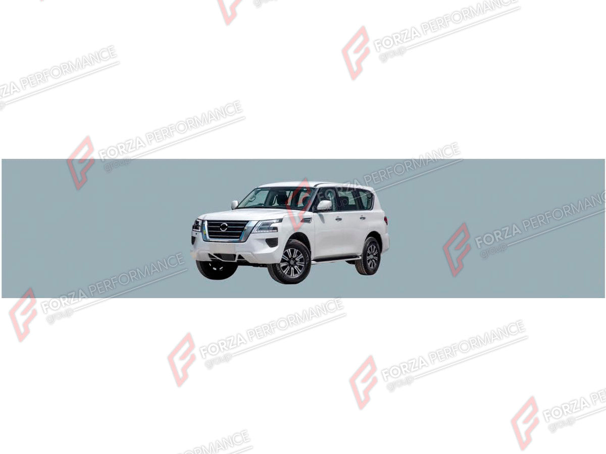 BODY KIT for NISSAN PATROL Y62 FACELIFT 2020+

Set includes:
Front Bumper
Front Grille
Front Fender Trim Covers
Roof Rack Side Rails
Side Steps

Material: Plastic

NOTE: Professional installation is required.