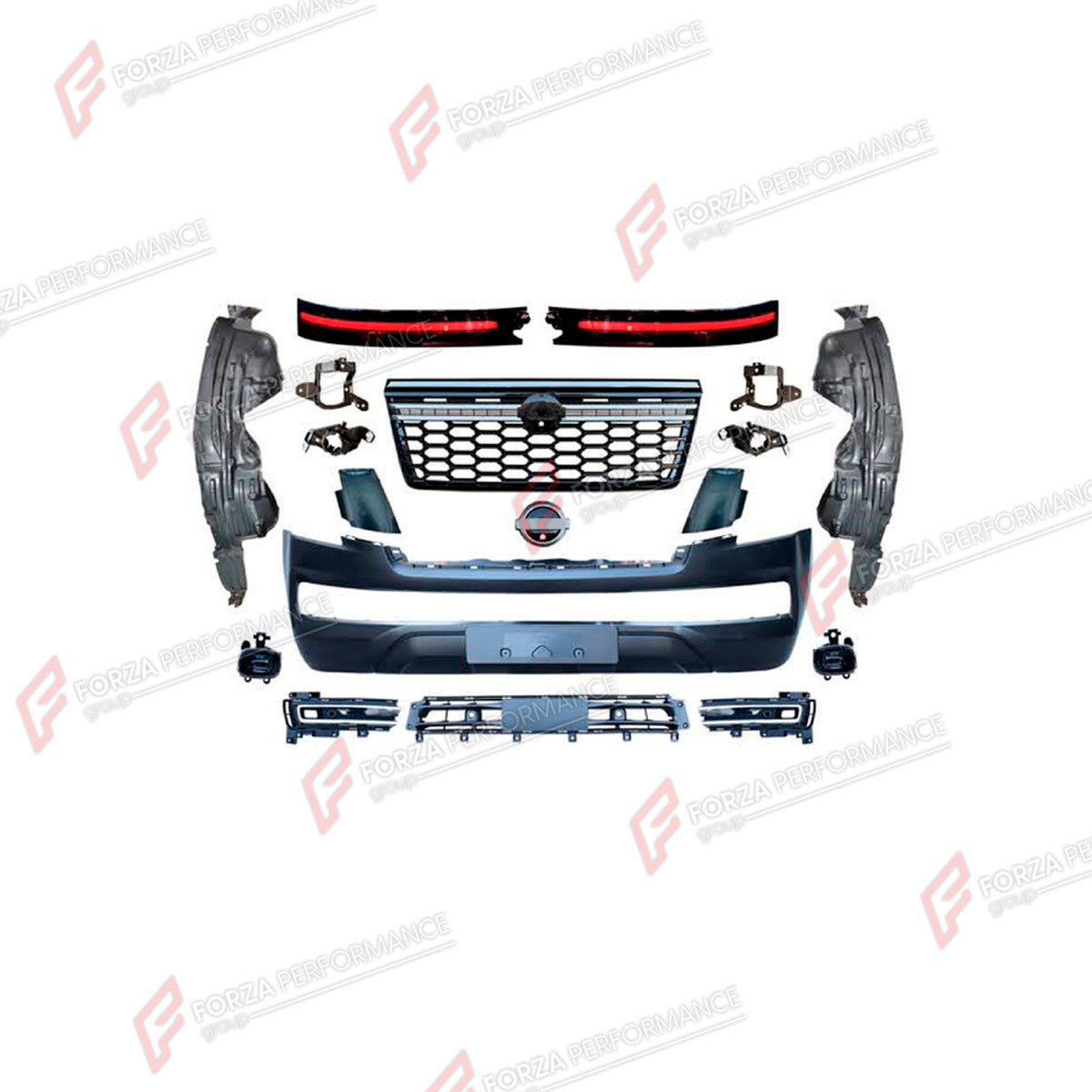 BODY KIT for NISSAN PATROL Y63 2024+

Set includes:
Front Bumper Assembly
Front Grille
Tail Lights

Material: Plastic

NOTE: Professional installation is required.
