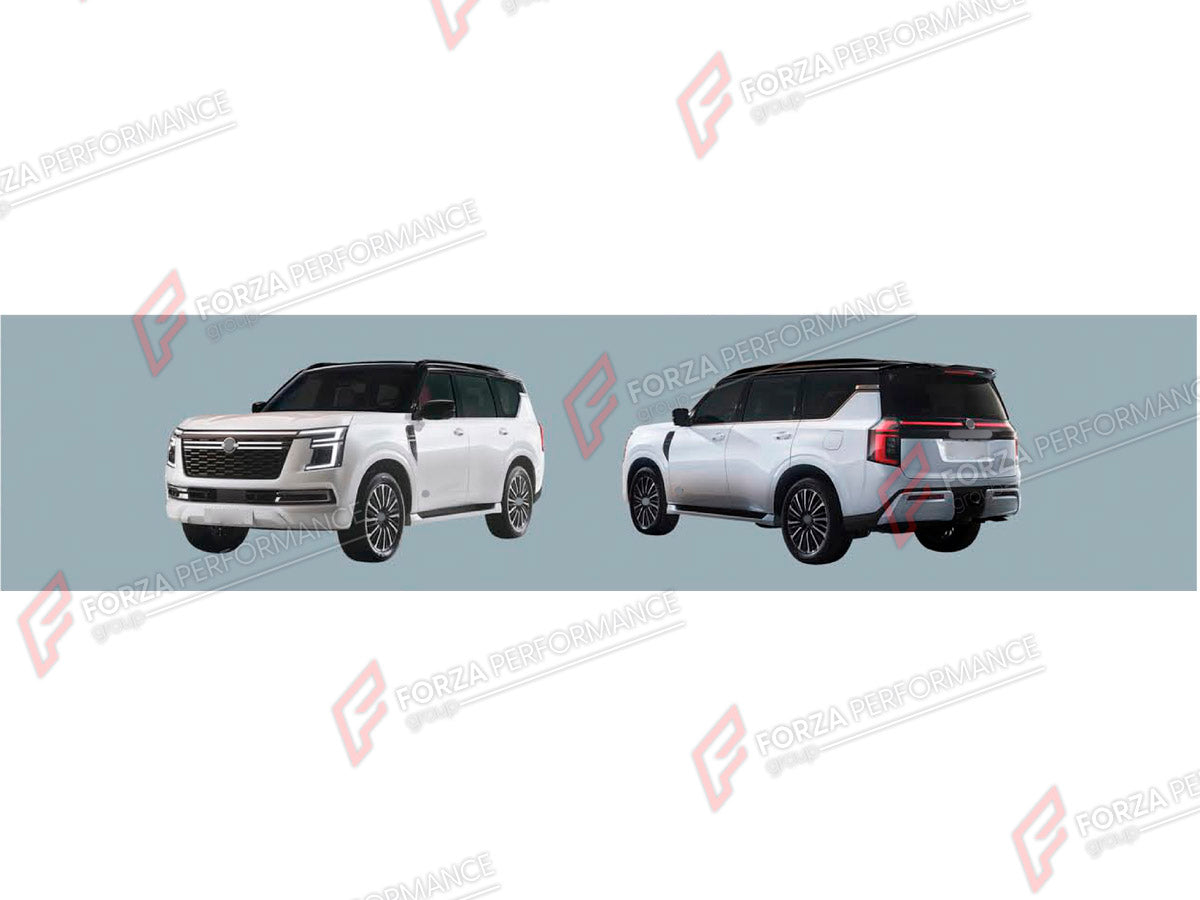 BODY KIT for NISSAN PATROL Y63 2024+

Set includes:
Front Grille
Headlights
Roof Rack Side Rails

Material: Plastic

NOTE: Professional installation is required.