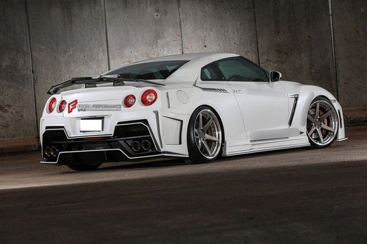 BODY KIT for Nissan R35
Set includes:

Front Bumper
Front Grille
Front Splitter
Front Fender
Side Skirt
Side Under Spoiler
Rear Fender Flare
Rear Bumper
Rear Diffuser
Rear Wing Spoiler
Material: Fiberglass

NOTE: Professional installation is required.