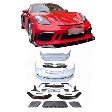 BODY KIT for PORSCHE 718 982 BOXSTER CAYMAN 2016+

Set includes:

Front Lip
Front Bumper Assembly

Rear Bumper
Rear Diffuser

Material: Plastic

NOTE: Professional installation is required.