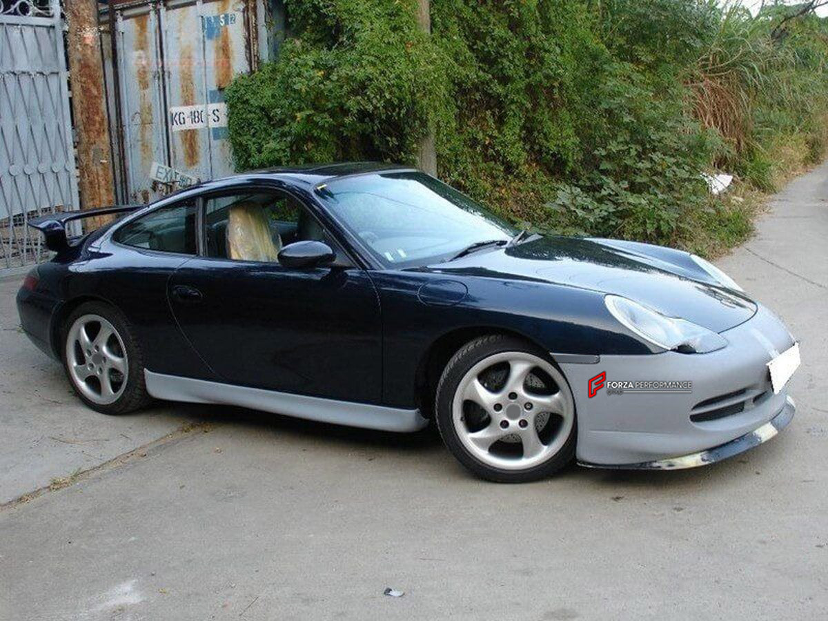 Body Kit for Porsche 996 Carrera
Set includes:

Front Bumper
Rear Bumper
Side Skirts
NOTE: Professional installation is required.