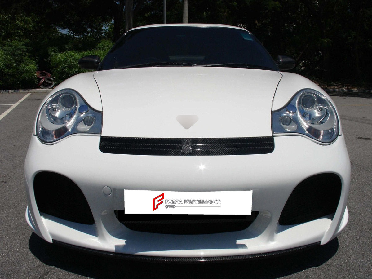 Body Kit for Porsche 996 Turbo
Set includes:

Front Bumper
Rear Bumper
Rear Spoiler Wing
NOTE: Professional installation is required.
