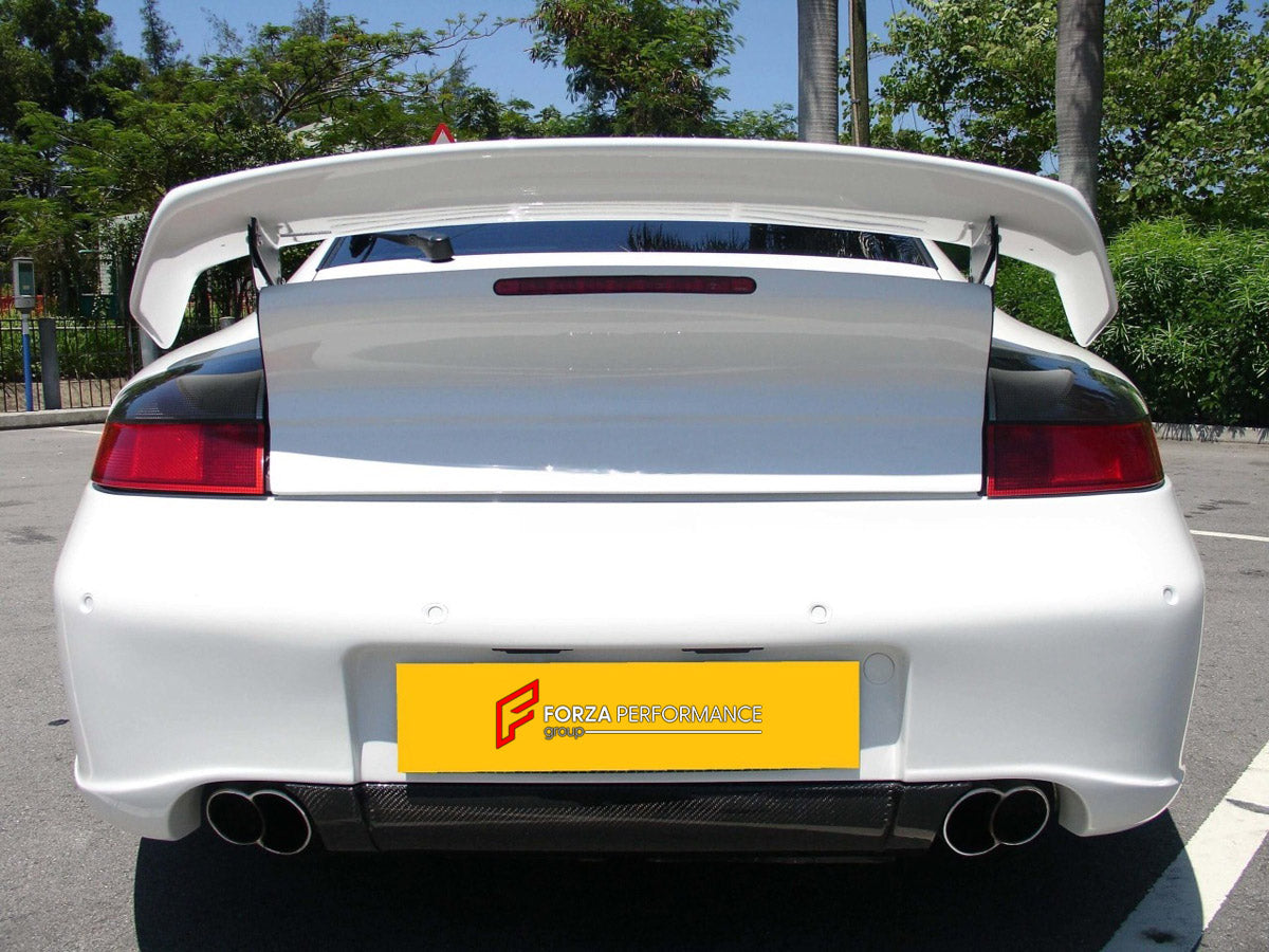 Body Kit for Porsche 996 Turbo
Set includes:

Front Bumper
Rear Bumper
Rear Spoiler Wing
NOTE: Professional installation is required.